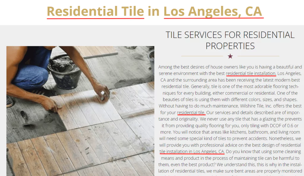 Tile Installation Service Page